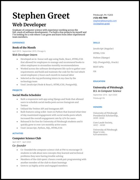 4 Computer Science Cs Resume Examples For 2021 4 Computer Science Cs Resume Examples For 2021
