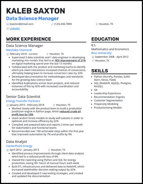 5 Data Science Manager Resume Examples For 2025 5 Data Science Manager Resume Examples For 2025