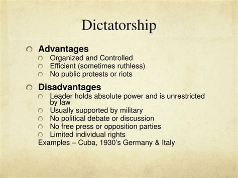 Dictatorship Advantages Explained