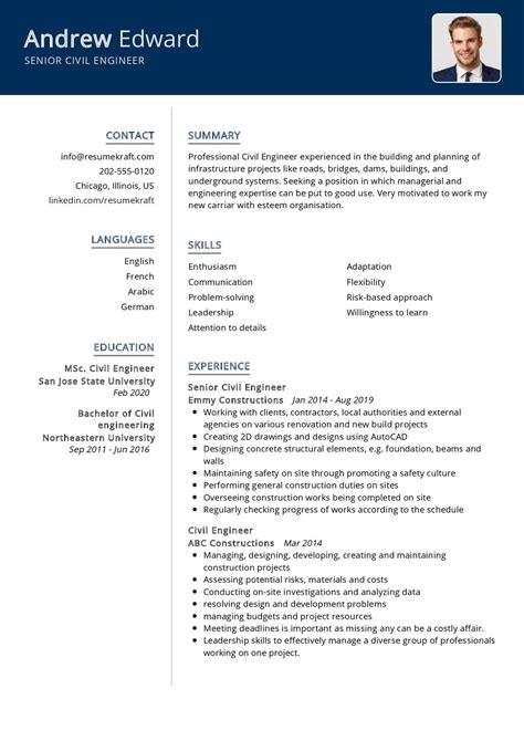 Civil Engineer Resume Example In 2025 Resumekraft Civil Engineer Resume Example In 2025 Resumekraft