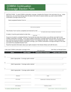 Fillable Online Cobra Continuation Coverage Election Form Fax Email Fillable Online Cobra Continuation Coverage Election Form Fax Email