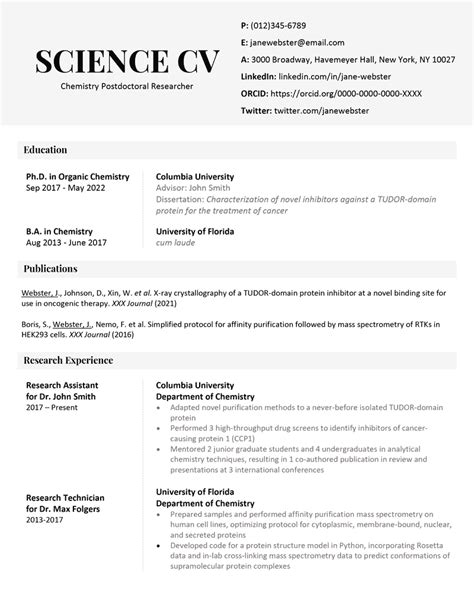 Science Cv Example And Writing Tips Resume Genius Science Cv Example And Writing Tips Resume Genius