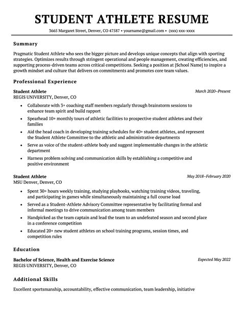 5 Tips Student Athlete Resume
