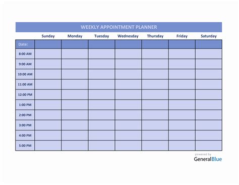 Weekly Appointment Planner In Excel Colorful Weekly Appointment Planner In Excel Colorful